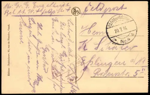 Postkaart Gent Ghent (Gand) St. Bavo s'Kerk. Kirche 1916  gel. Feldpoststempel