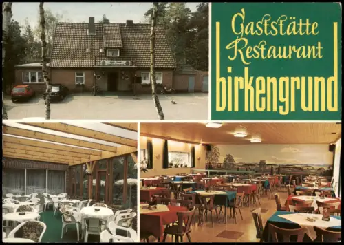 Ansichtskarte Schneverdingen Gaststätte Birkengrund mit Gastraum 3 Bild 2002