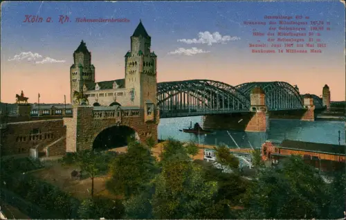 Ansichtskarte Köln Hohenzollernbrücke Feldpostkarte 1917