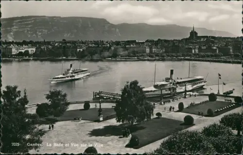Ansichtskarte Genf Genève La Rade et Vue sur la Ville - Dampfer 1963