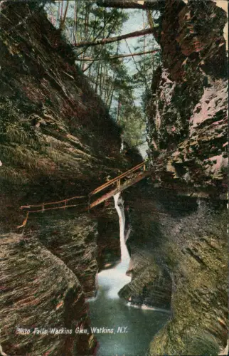 Postcard Watkins Glen, New York Pluto Falls 1907  gel. USA