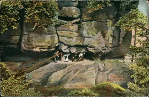 Ansichtskarte Kirnitzschtal Kuhstall - Die krumme Karoline 1910