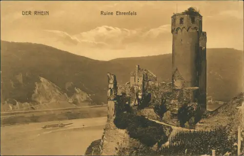 Rüdesheim (Rhein) Burg Ruine Ehrenfels am Rhein, Rhine Castle 1907