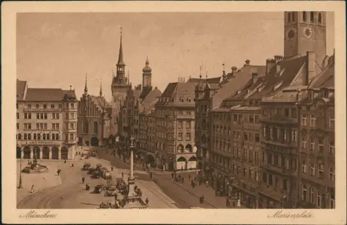 Ansichtskarte München Marienplatz (Häuser Ansichten) 1920