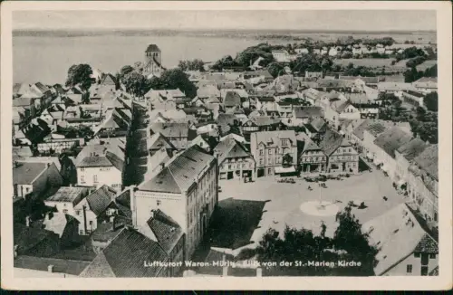 Waren (Müritz) Panorama-Ansicht Blick von der St.-Marien-Kirche 1956