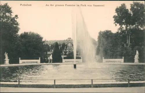 Ansichtskarte Potsdam An der grossen Fontaine im Park von Sanssouci 1910