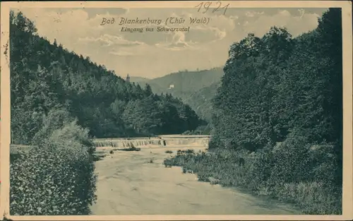 Ansichtskarte Bad Blankenburg Umland-Ansichten Eingang ins Schwarzatal 1921