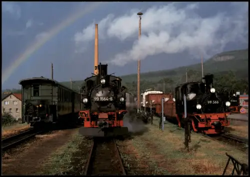 Ansichtskarte Cranzahl-Sehmatal Dampflokomotiven der Fichtelbergbahn 1997