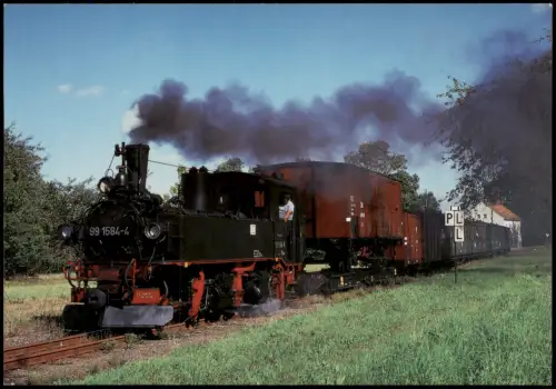 Ansichtskarte .Sachsen Schmalspurbahn mit Lok 99 1584-4 und Nostalgie-Gmp 1997