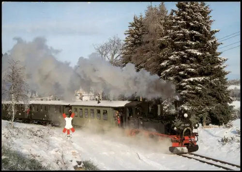 .Sachsen Museumseisenbahn Schönheide Carlsfeld  Dampflok 99 582 im Winter 1998