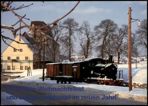 Ansichtskarte Neresheim Dampflok Lok 11 im winterlichen Bahnhof Neresheim 1997