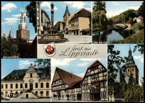 Ansichtskarte Lippstadt Mehrbild Kanal Kirchen Brunnen 1969