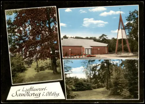 Ansichtskarte Sandkrug (LK Oldenburg)-Hatten 3 Bild Kirche und Umland 1972