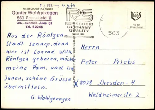 Lennep-Remscheid Autobahn Park Spielplatz Kraspütt Kirche MB 1974