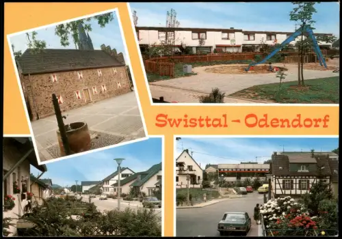 Ansichtskarte Odendorf-Swisttal MB: Straßen Häuser Spielplatz 1987