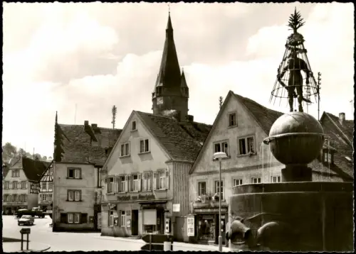 Ansichtskarte Ottweiler Stadtpartie und Geshäfte 1964
