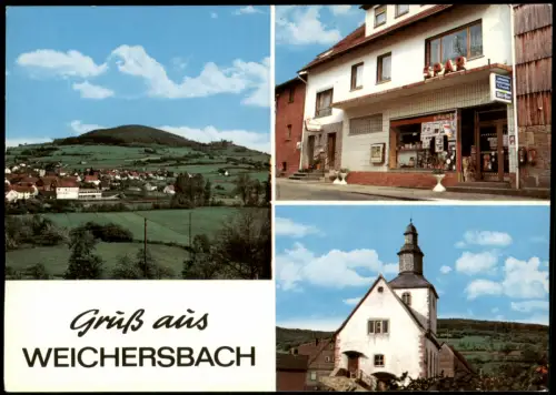Ansichtskarte Weichersbach-Sinntal 3 Bild Stadt Geschäft Kirche 1978