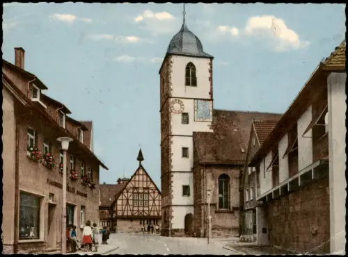Ansichtskarte Waldenburg (Württemberg) Straßenpartie Kirche Fleischerei 1970
