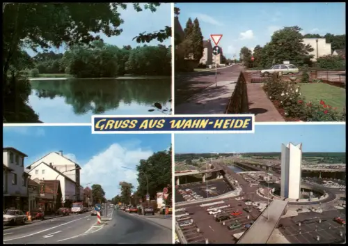 Ansichtskarte Porz-Köln 4 Bild Straßen Luftbild Wahn-Heide 1987