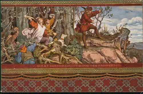 Eisenach Wartburg, Motiv aus dem Landgrafenzimmer (Künstlerkarte) 1920