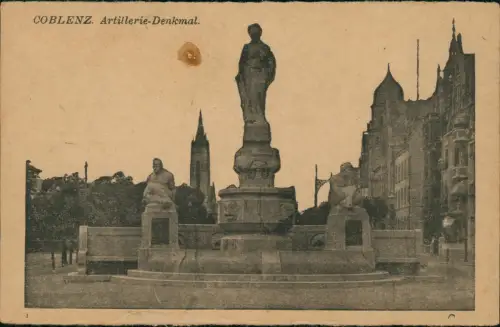 Ansichtskarte Koblenz COBLENZ Artillerie-Denkmal 1920