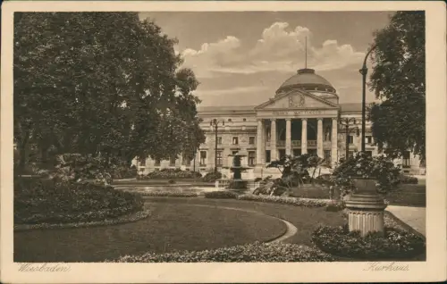 Ansichtskarte Wiesbaden Park vor dem Kurhaus 1910
