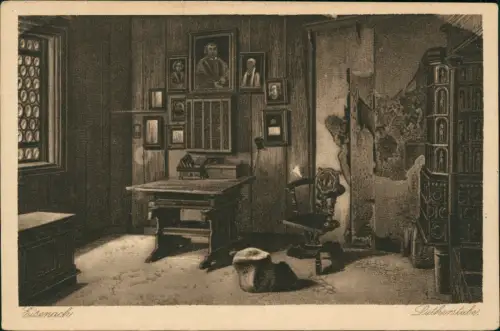 Ansichtskarte Eisenach Lutherstube auf der Wartburg (Künstlerkarte) 1910