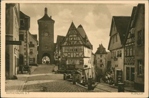 Rothenburg ob der Tauber Plönlein Straßen- Häuser-Partie 1920