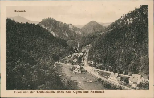 Oybin Panorama Teufelsmühle nach dem Oybin und Hochwald 1910