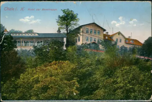 Ansichtskarte Thale (Harz) Partie am Hotel zur Rosstrappe 1910