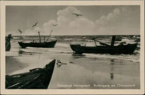 Ansichtskarte Heringsdorf Usedom Ostseebad Wellengang am Ostseestrand 1955