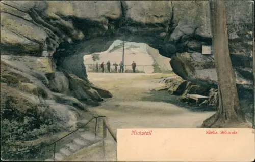 Ansichtskarte Kirnitzschtal-Sebnitz Kuhstall, Sächsische Schweiz 1910