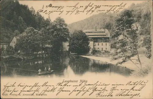 AK Lauenhain Mittweida Lauenhainer Mühle 1903  PASING  Ankunftsstempel
