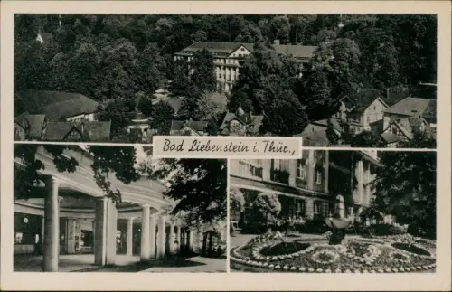 Ansichtskarte Bad Liebenstein DDR Mehrbildkarte mit 3 Stadtteilansichten 1953