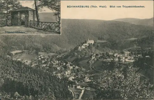 Schwarzburg Panorama-Ansicht (Thür. Wald) Blick vom Trippsteinhäuschen. 1910