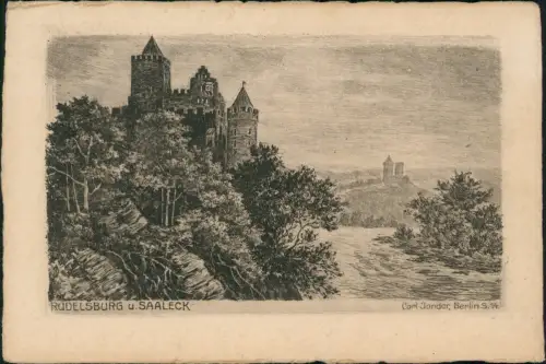 Saaleck-Bad Kösen Rudelsburg nach Carl Jonder Original-Radierung 1920