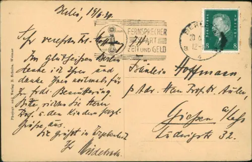 Ansichtskarte Weimar Goethe's Gartenhaus, Arbeitszimmer 1930