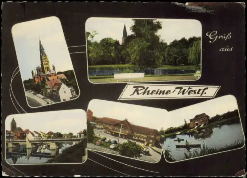 Ansichtskarte Rheine Westfalen Mehrbildkarte Bahnhof Brücke 1966