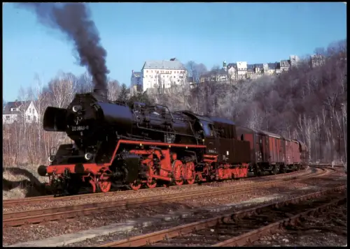 Wolkenstein Dampflok 50 3648-8 mit Sonderzug vor Schloss Wolkenstein 1997