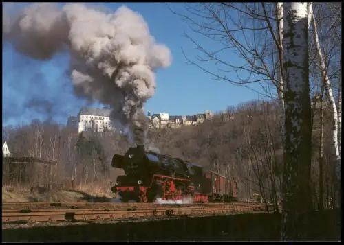 Ansichtskarte Wolkenstein Bahnhof Dampflokomotive Zschopautalbahn 1999