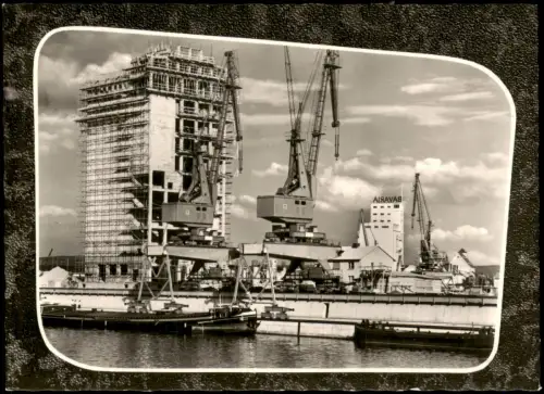 Ansichtskarte Bamberg Neuer Hafen im Bau Kräne 1962  Sonderstempel Eröffnung