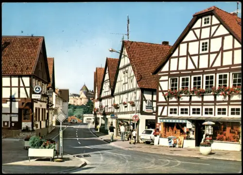 Waldeck (am Edersee) Straßenpartie Fachwerkhäuser Geschäfte 1975