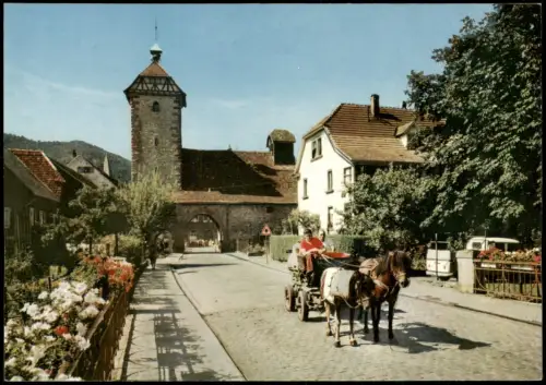 Ansichtskarte Zell am Harmersbach Ponygespann am Storchenturm 1972