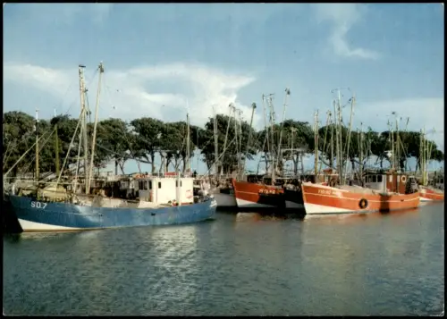 Ansichtskarte Wyk (Föhr) Krabbenfischer im Hafen 1973