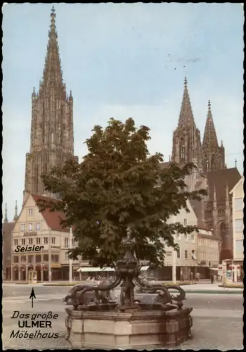 Ansichtskarte Ulm a. d. Donau Möbelhaus Seisler Brunnen 1973