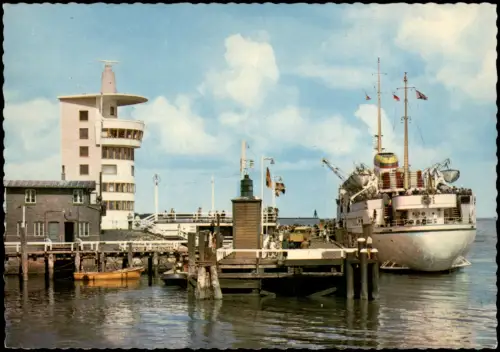 Ansichtskarte Cuxhaven Schiff "Bunte Kuh" an der Alten Liebe 1960