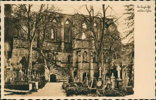 Ansichtskarte Oybin Burg und Klosterruine mit Friedhof 1936