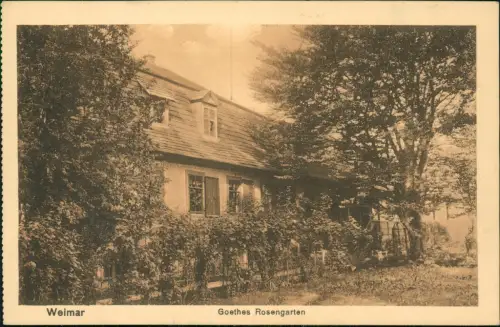 Ansichtskarte Weimar Historische Ansicht Goethes Rosengarten 1920
