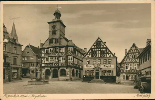 Heppenheim an der Bergstraße Marktplatz mit Gasthaus Zum Goldenen Engel 1937