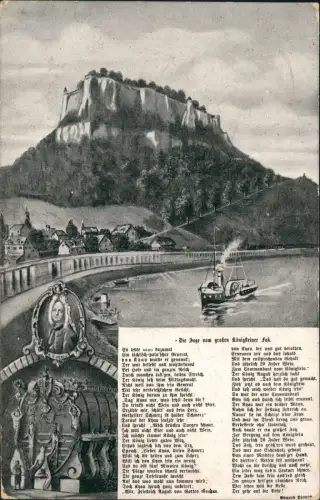 Königstein (Sächsische Schweiz) Künstlerkarte August der Starke Festung 1934